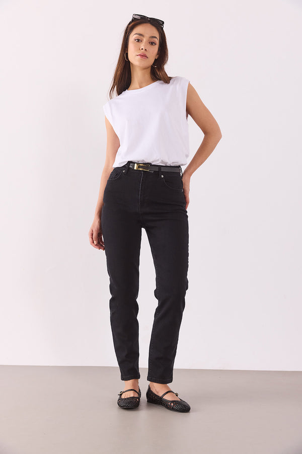 Jessica Black Mom Jean Pantolon - BLACK