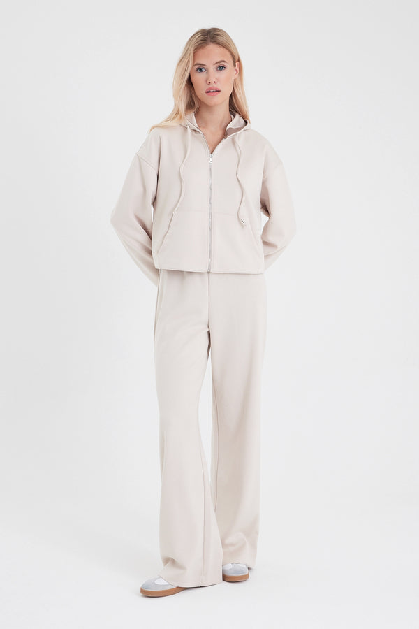Jovie Yumuşak Dokulu Yüksek Bel Wide Leg Pantolon(CUPRO) - KEMİK