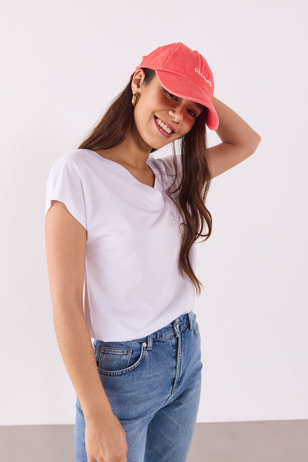 Almira V Yaka Sırtı Detaylı Modal Tişört(TENCEL)(TM) - BEYAZ 2K26200156-022