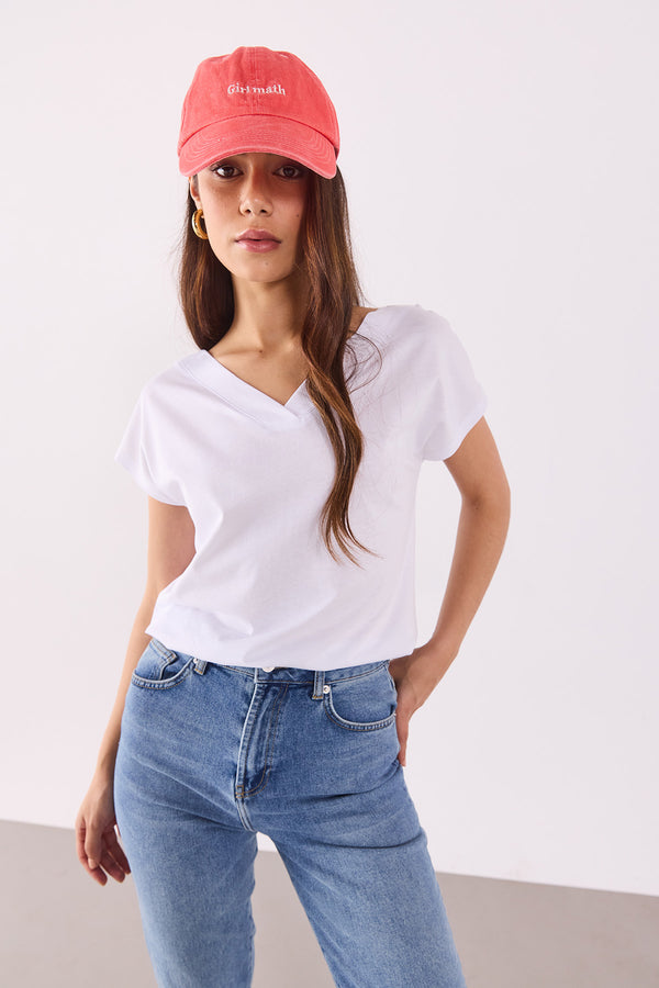 Almira V Yaka Sırtı Detaylı Modal Tişört(TENCEL)(TM) - BEYAZ 2K26200156-022