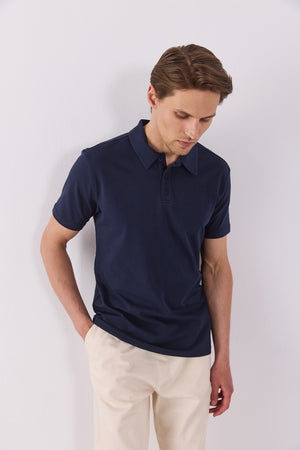 Regular Fit Polo Yakalı Tişört - LACİVERT