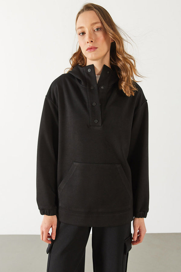 Ruby Yumuşak Dokulu Sweatshirt(CUPRO) - SİYAH