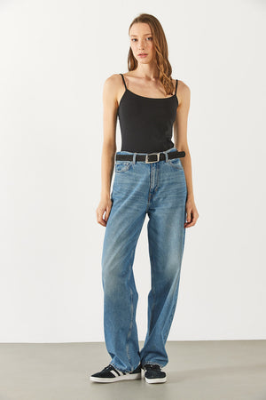 Slim Fit İp Askılı Atlet - SİYAH