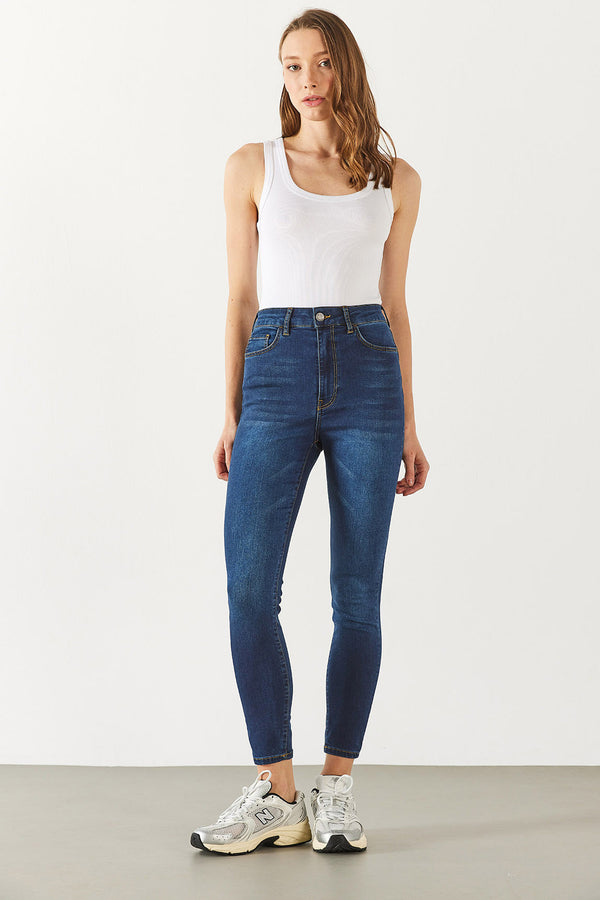 Holly Naturel Dark Yüksek Bel Skinny Jean Pantolon(TENCEL)(TM) - NATUREL DARK