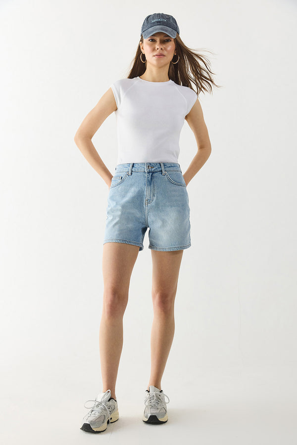 Jolie Bermuda Sky Blue Jean Şort - SKY BLUE