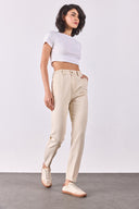 Norah Off White Beli Lastikli Jean Pantolon(TENCEL)(TM) - OFF WHITE