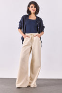 Beli Lastikli Geniş Paça Pantolon(TENCEL)(TM) - OFF WHITE