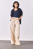 Beli Lastikli Geniş Paça Pantolon(TENCEL)(TM) - OFF WHITE