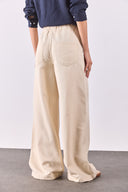 Beli Lastikli Geniş Paça Pantolon(TENCEL)(TM) - OFF WHITE