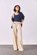 Beli Lastikli Geniş Paça Pantolon(TENCEL)(TM) - OFF WHITE