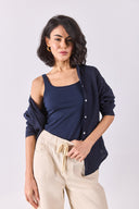 Beli Lastikli Geniş Paça Pantolon(TENCEL)(TM) - OFF WHITE