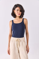 Beli Lastikli Geniş Paça Pantolon(TENCEL)(TM) - OFF WHITE