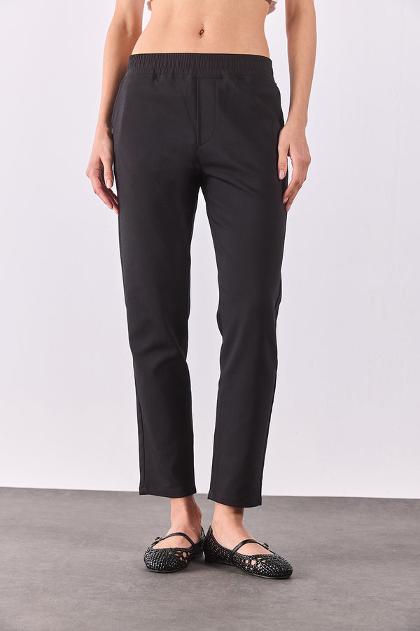 Alian Beli Lastikli Smart Pantolon - SİYAH