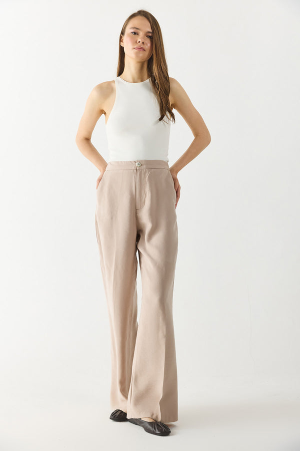 Holly Geniş Paça Pantolon(CUPRO) - TAŞ