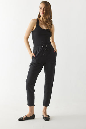 Alian Beli Lastikli Armürlü Beach Pantolon - SİYAH