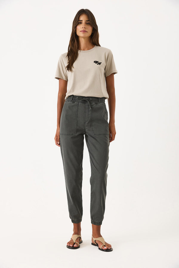 Flora Beli Lastikli Denim Pantolon(TENCEL)(TM) - ANTRASİT
