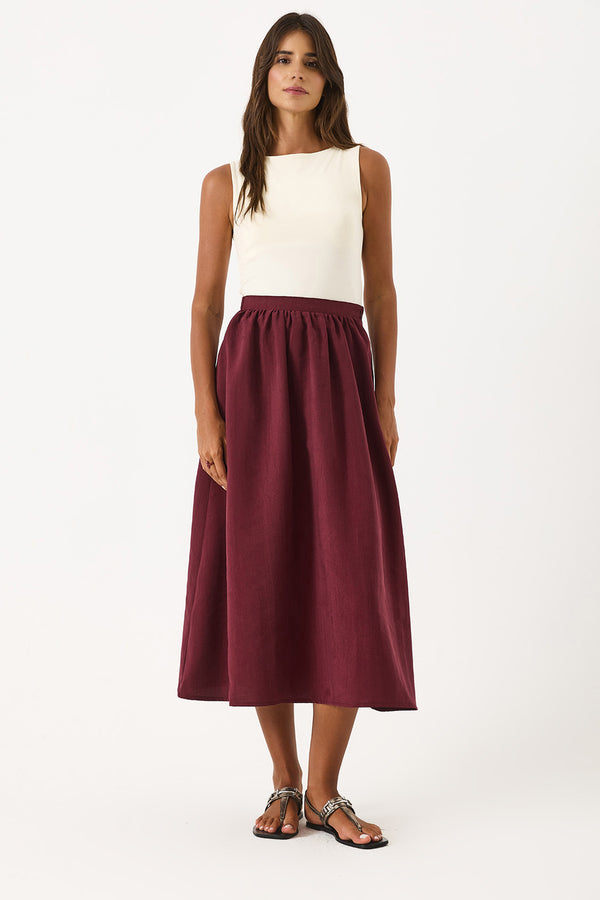Lyocell Premium Midi Etek - BORDO