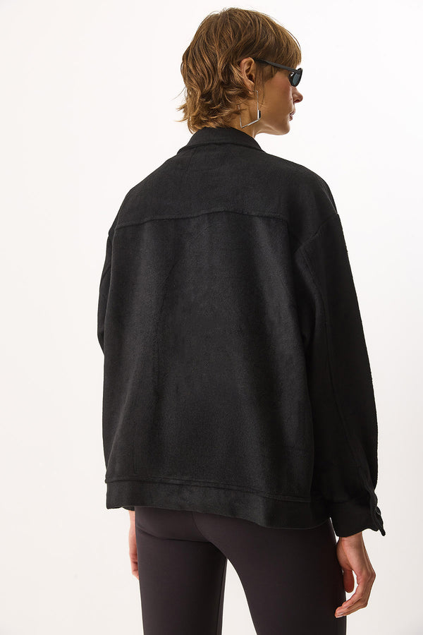 Regular Fit Kaşe Ceket - SİYAH