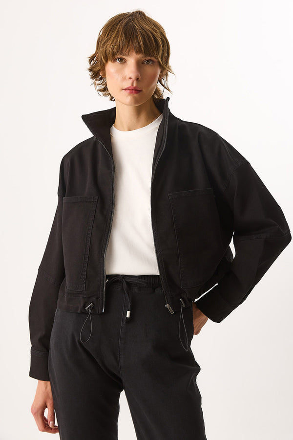 Marla Black Oversize Jean Ceket - BLACK