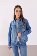 Ally Dirty Med Blue Slim Fit Jean Ceket - DIRTY MED BLUE