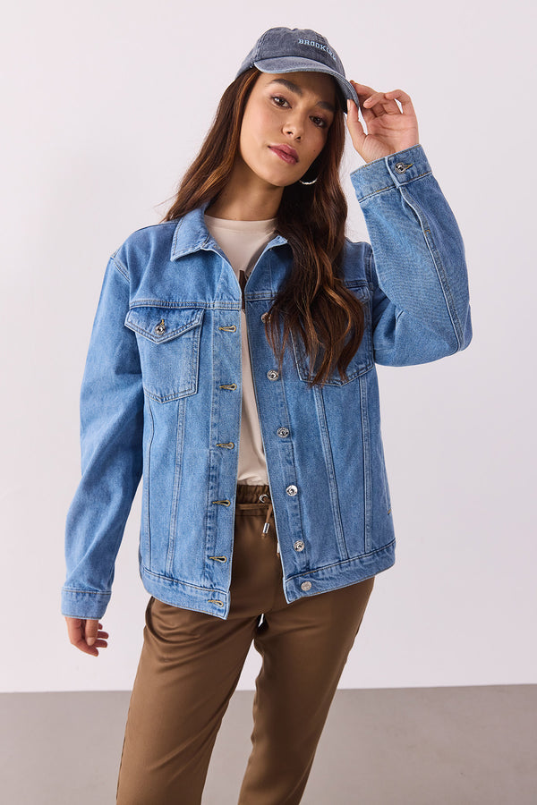 Maya Sky Blue Jean Ceket - SKY BLUE