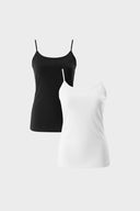 2li Siyah Beyaz Kadın Slim Fit İp Askılı Atlet