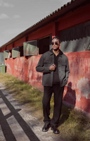 Erkek Steve Beli Lastikli Düz Paça Pantolon - Siyah