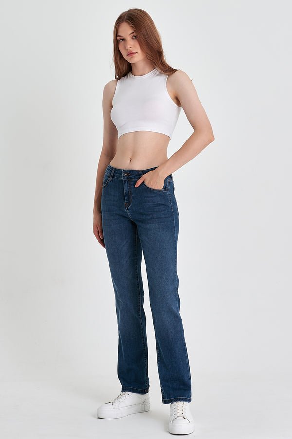 Gabriel Dark Blue Straight Fit Jean Pantolon(TENCEL) - DARK BLUE