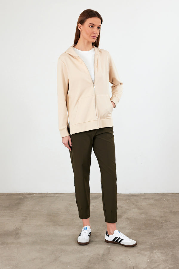 Gwen Yanı Yırtmaçlı Fermuarlı Sweatshirt - TAŞ 2K24200010-092