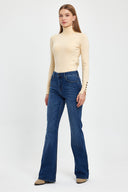 Jenny Dirty Dark Blue Yüksek Bel Flare Jean Pantolon - DIRTY DARK BLUE