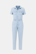 Kadın Norah Sky Blue Kısa Kollu Jean Tulum %100 Pamuk - Sky Blue