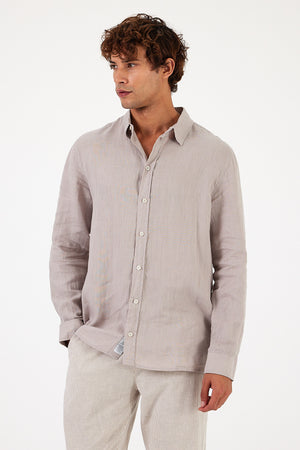Nicolas Regular Fit Keten Gömlek - GRİ 5Y255063K-079