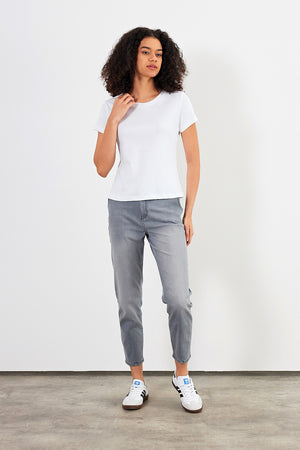 Rachel Bisiklet Yaka Slim Fit Basic Tişört - BEYAZ