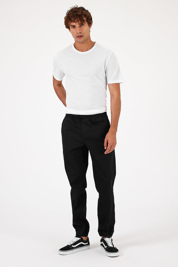 Simon Slim Fit Gabardin Jogger Pantolon - SİYAH