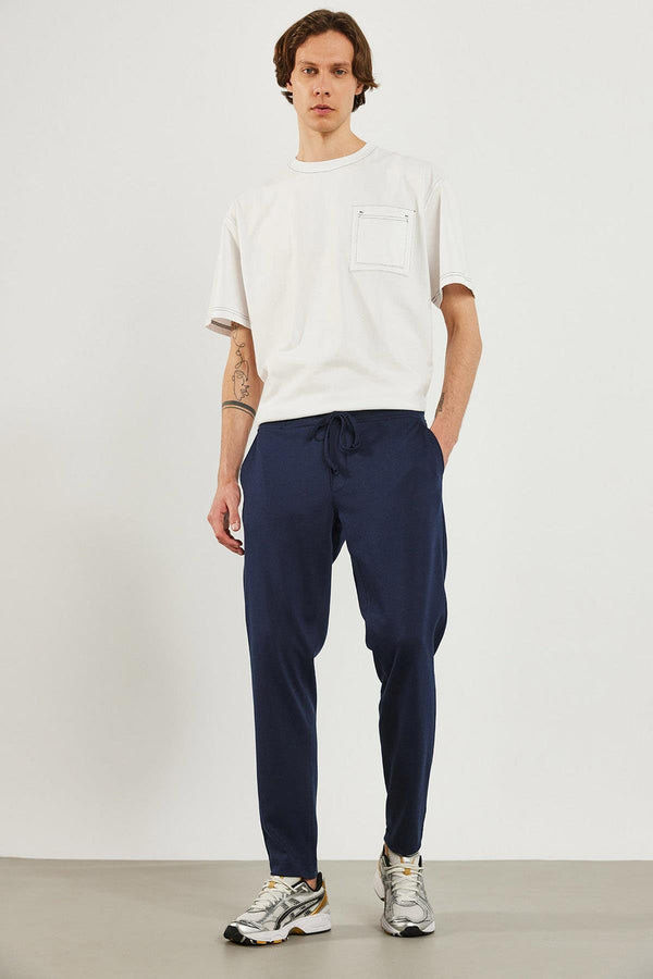 Erkek Alex Beli Lastikli Baggy Pantolon - Lacivert