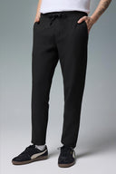 Erkek Alfred Beli Lastikli Çizgili Pantolon - Antrasit Çizgili