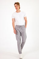 Erkek Alfred Beli Lastikli Çizgili Summer Gabardin Pantolon - Füme