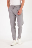 Erkek Alfred Beli Lastikli Çizgili Summer Gabardin Pantolon - Füme