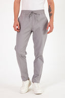 Erkek Alfred Beli Lastikli Çizgili Summer Gabardin Pantolon - Füme