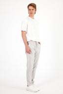 Erkek Alfred Beli Lastikli Çizgili Summer Gabardin Pantolon - Taş