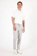 Erkek Alfred Beli Lastikli Çizgili Summer Gabardin Pantolon - Taş
