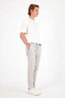 Erkek Alfred Beli Lastikli Çizgili Summer Gabardin Pantolon - Taş