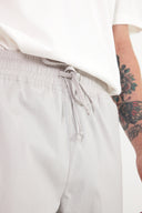 Erkek Alfred Beli Lastikli Çizgili Summer Gabardin Pantolon - Taş