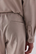 Erkek Alfred Beli Lastikli Slim Straight Gofre Pantolon - Bej