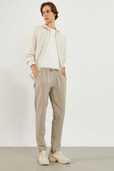 Erkek Alfred Beli Lastikli Slim Straight Gofre Pantolon - Gri