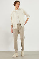 Erkek Alfred Beli Lastikli Slim Straight Gofre Pantolon - Gri