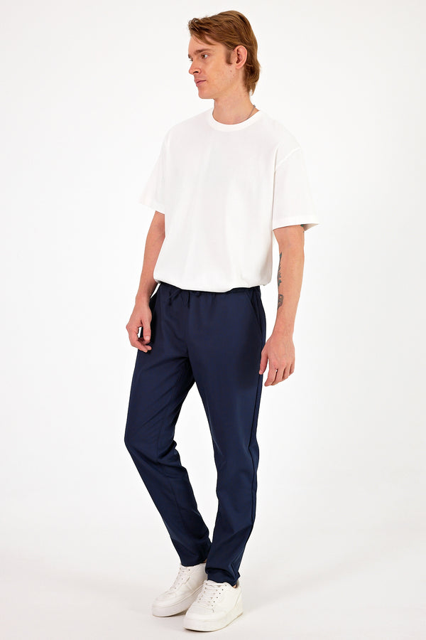 Erkek Alfred Beli Lastikli Summer Gabardin Pantolon - Lacivert