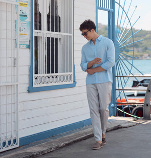 Erkek Alfred Beli Lastikli Summer Gabardin Pantolon - Taş