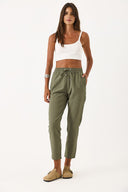 Kadın Alian Beli Lastikli Armürlü Beach Pantolon - Haki