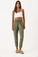 Kadın Alian Beli Lastikli Armürlü Beach Pantolon - Haki
